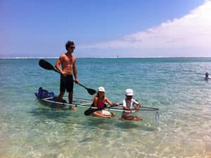 kayak transparent famille lagon