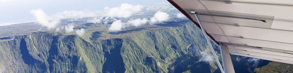 First flight Microlighting volcano lagoon Reunion island
